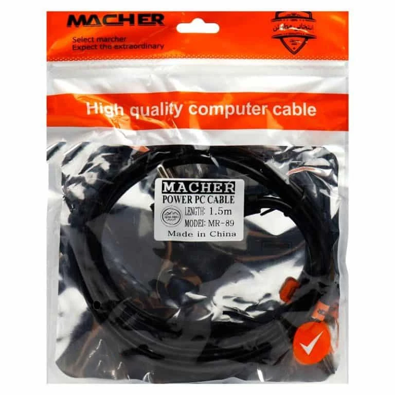 کابل برق سه پین منبع تغذیه کامپیوتر میچر مدل MR-89 طول 1.5 متر