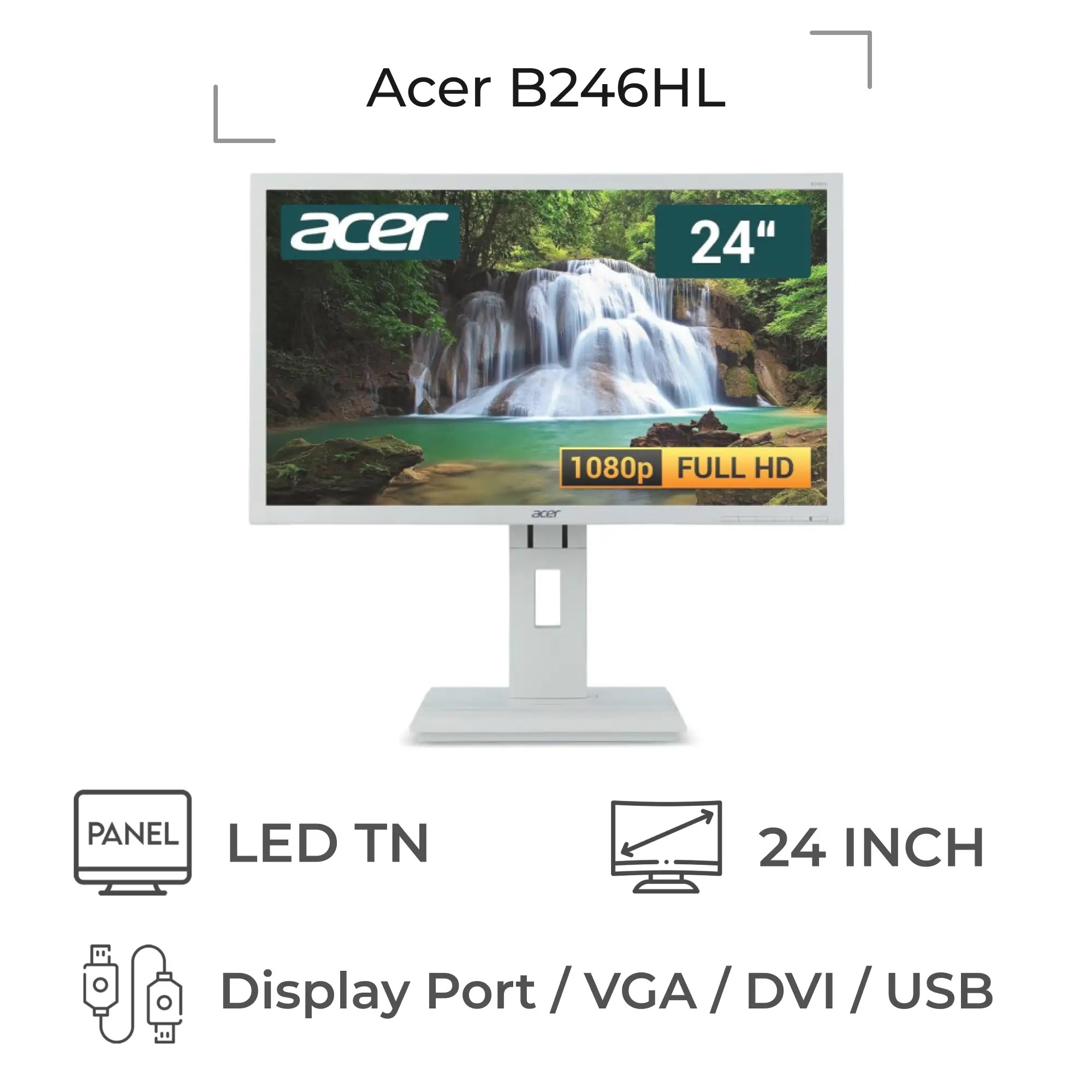 Acer B246HL White مانیتور ۲۴ اینچ فول اچ‌دی